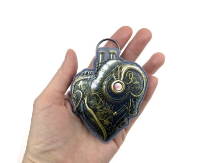 Стимпанк-сердце, брелок из фетра с липучкой, оригинальный брелок на заказ в Москве
