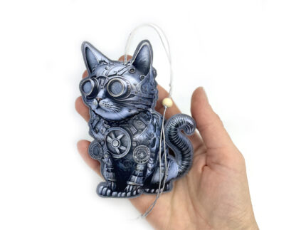 Необычный кот из фетра в стиле "Стимпанк", промо сувениры с логотипом на заказ