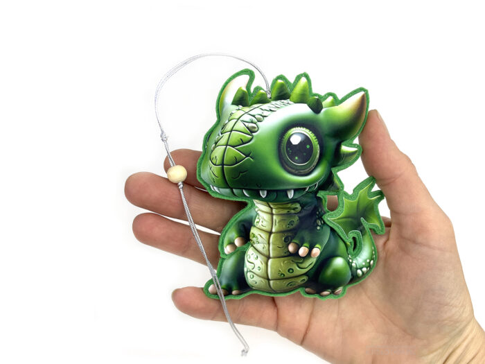 Сувенир зеленый дракон из фетра, елочные игрушки на заказ по индивидуальному дизайну
