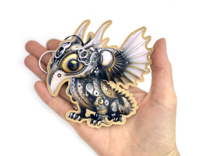 Брелок дракон из фетра в стиле "Стимпанк", производство сувенирной эко продукции на заказ по индивидуальному дизайну