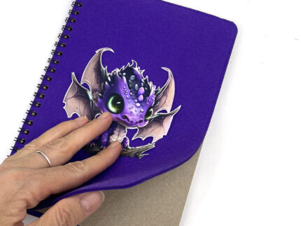 Блокнот на пружине в мягкой фетровой обложке с драконом, изготовление промо сувениров с логотипом на заказ