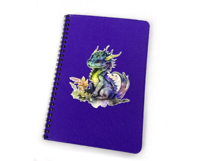Фиолетовый блокнот с драконом на пружине в мягкой фетровой обложке, промо сувениры ручной работы оптом
