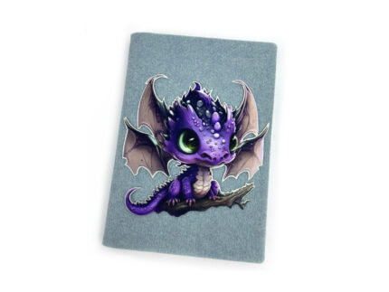 Ежедневник с милым фиолетовым драконом (акварельная аппликация), производство продукции с символ года оптом из фетра