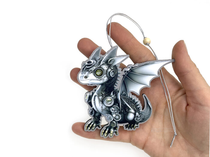 Ёлочный игрушки из фетра с крылатым драконом, идеи новогодних корпоративных подарков из эко материалов