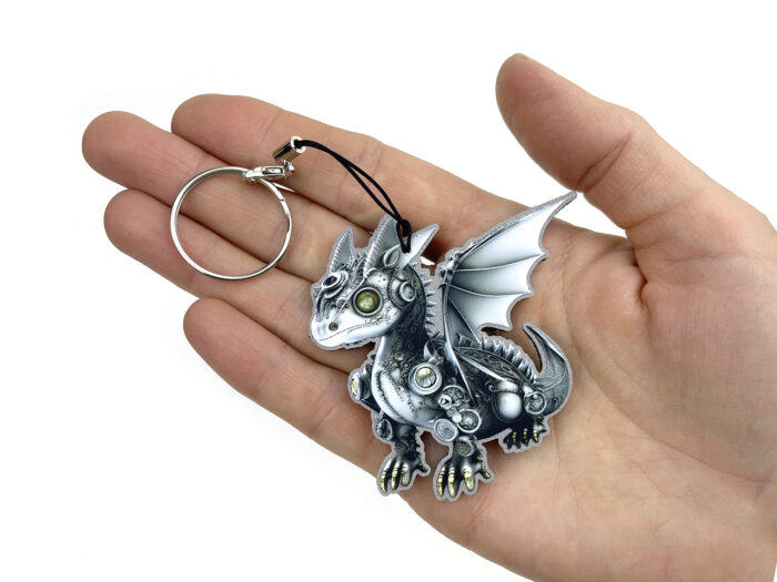 Брелок Стимпанк-дракон из фетра, промо сувениры ручной работы оптом