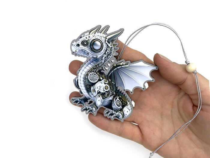 Необычный дракон елочная игрушка из фетра в стиле "Стимпанк", эко подарки ручной работы по индивидуальному дизайну на заказ