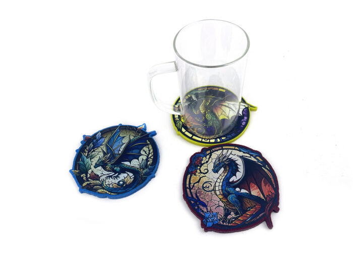 Набор подставок для чашек с принтом "Драконы", эко сувениры с фирменной символикой