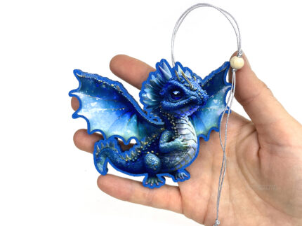 Синий дракон ёлочный шар из фетра, сувенир с символом года из фетра оптом
