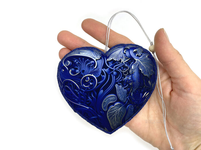 Синее сердце новогодняя игрушка из фетра, новогодние украшения и аксессуары с логотипом на заказ