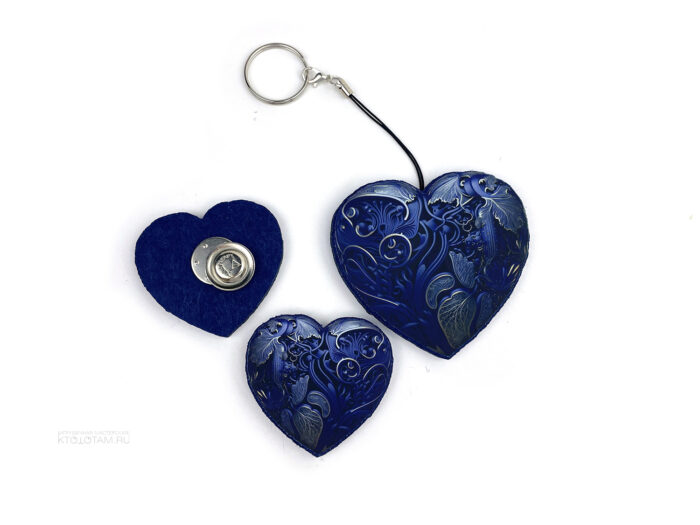 Набор "Синее сердце" брелок, брошь из фетра, эко подарки и сувениры оптом москва