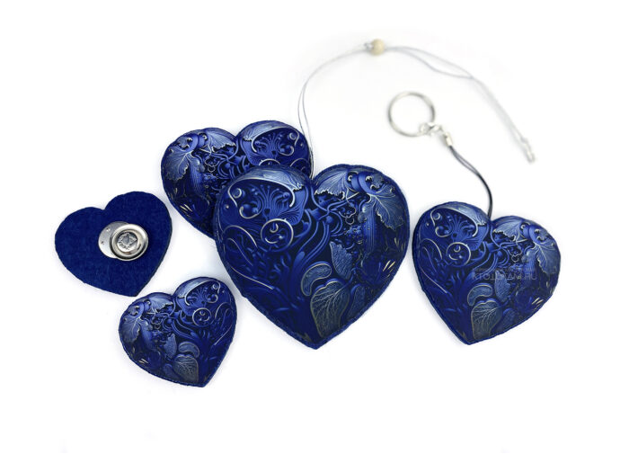 Набор "Синее сердце" брелок, брошь, подвесная игрушка из фетра, эко подарки и сувениры оптом москва