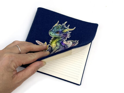 Синий ежедневник с драконом (акварельная аппликация) из фетра, корпоративные эко подарки к новому году