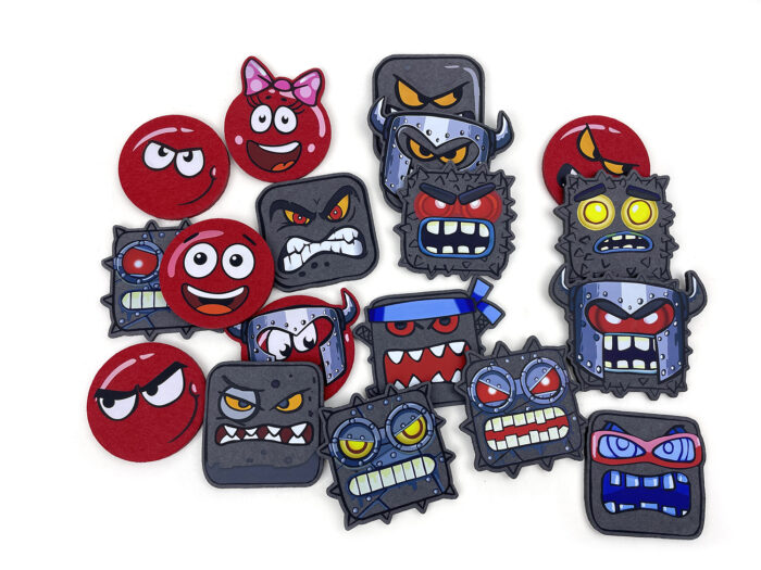 игрушки Ред Бол, персонажи из игры Red Ball 4, персонажи Красный Шарик, Боссы и Черные Квадраты