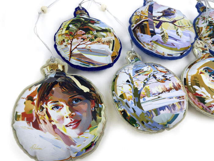 фетровые елочные шары с художественным принтом оптом, оригинальные сувениры с логотипом на заказ, оригинальные подарки из фетра на заказ