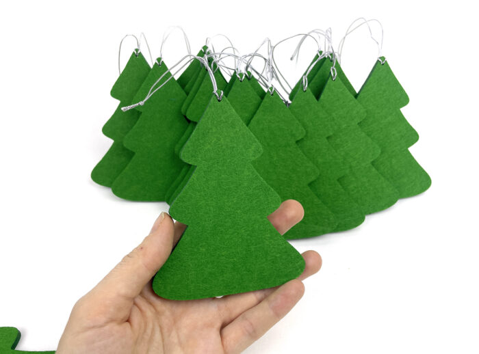елочки зеленые для подарков на заказ из войлока, подарки к новому году из фетра, сувениры ручной работы